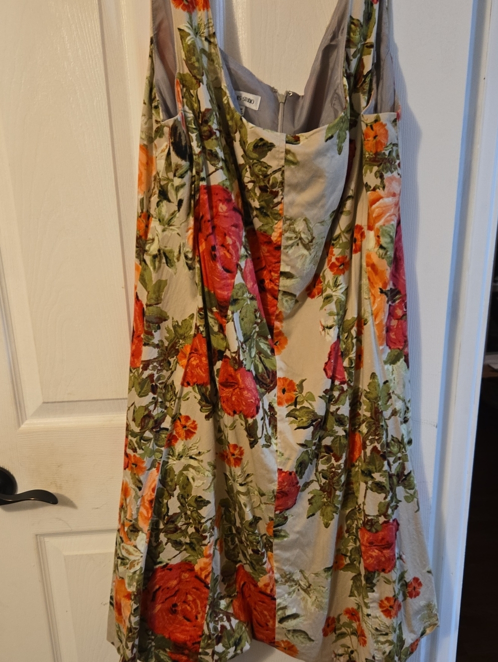 Jones Studio Floral Sundress in Cream with Red & Orange Blooms